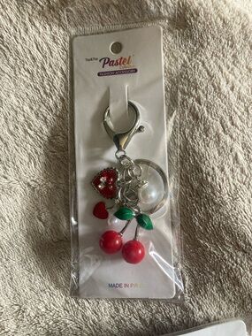 Pastels Clothing Red Cherry & Heart Keychain
